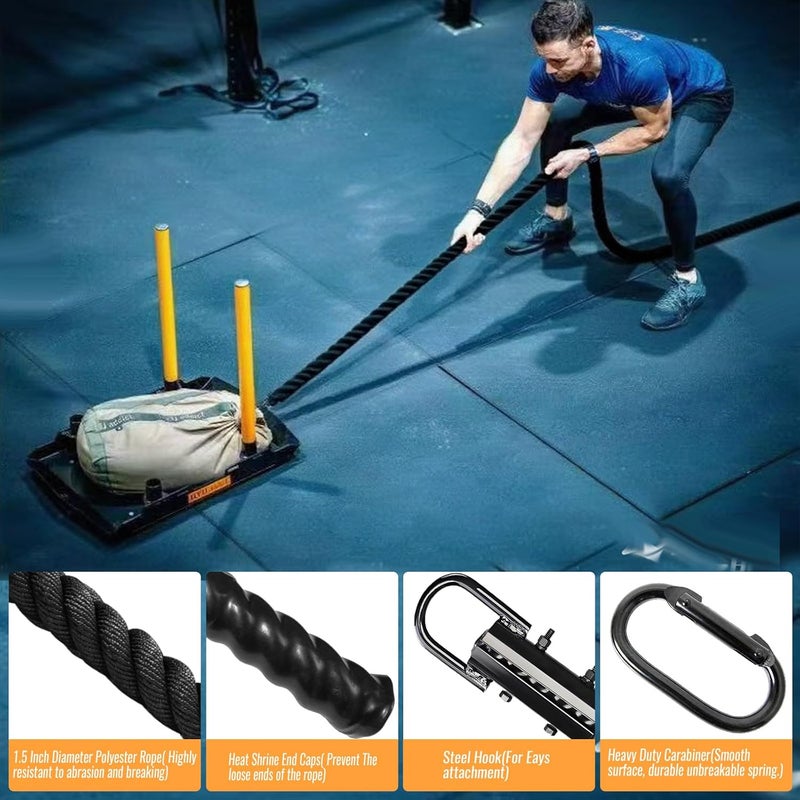 Keepark Store Weight Workout Sled Pulling Rope - 1.5 Inch Dia.15FT 20FT 30FT 40FT Length Heavy Duty Workout Rope for Weight Sled, Tire Drag, Football Training, Fitness Resistance Exercise Equipment for Men & Women - Image 2